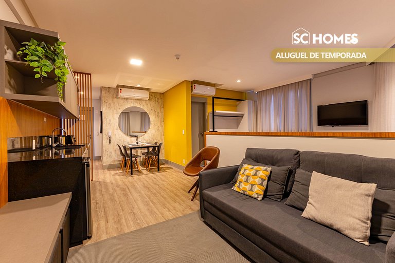Loft confortable con vista al mar, condominio con piscina