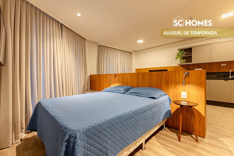 Loft confortable con vista al mar, condominio con piscina