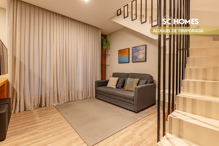 Loft dúplex cómodo en condominio con piscina