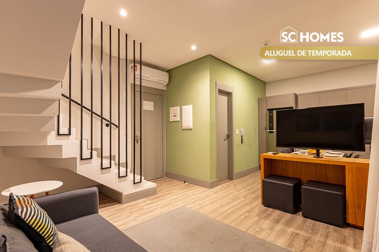 Loft dúplex cómodo en condominio con piscina