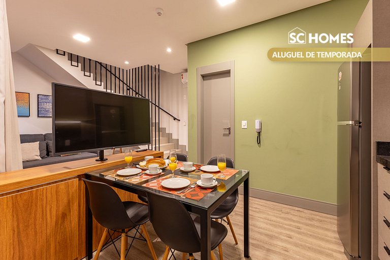 Loft dúplex cómodo en condominio con piscina