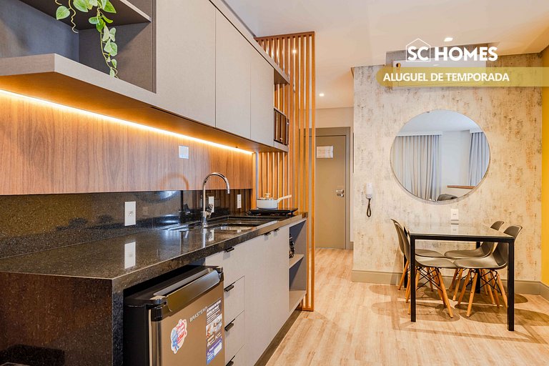 Loft confortable con vista al mar, condominio con piscina
