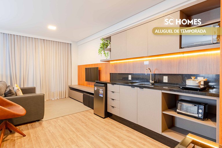 Loft confortable con vista al mar, condominio con piscina